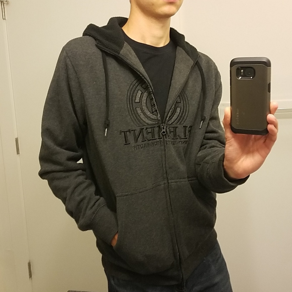 Grey fleece-lined SUPER WARM zip-up sweatshirt